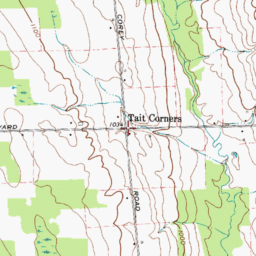 Topographic Map of Tait Corners, NY