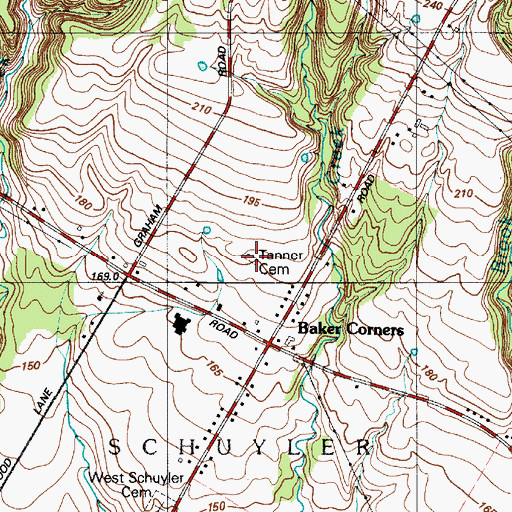 Topographic Map of Tanner Cemetery, NY