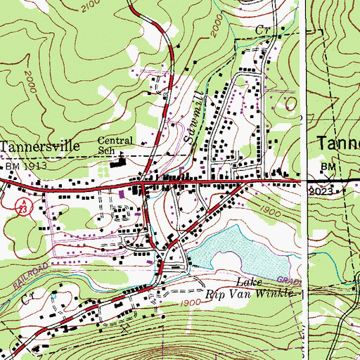 Topographic Map of Tannersville, NY