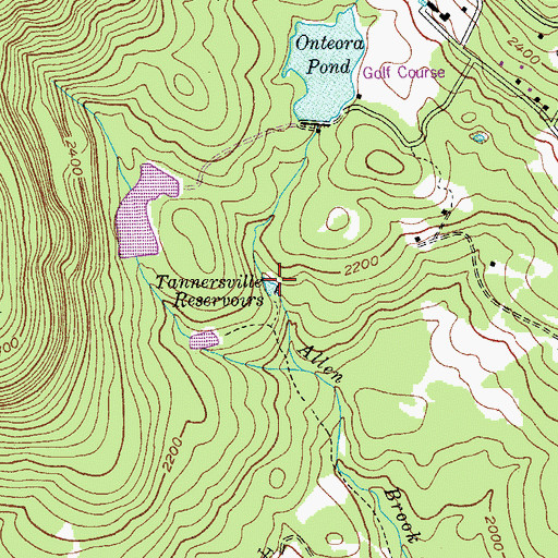 Topographic Map of Tannersville Reservoirs, NY