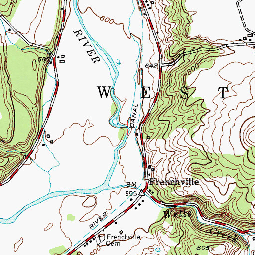 Topographic Map of Tannery Brook, NY