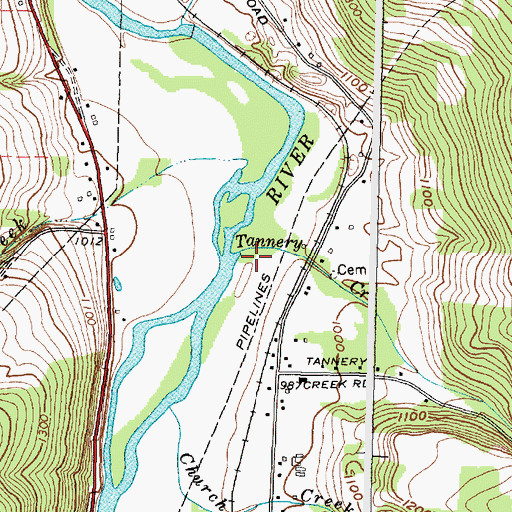 Topographic Map of Tannery Creek, NY