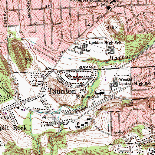 Topographic Map of Taunton, NY