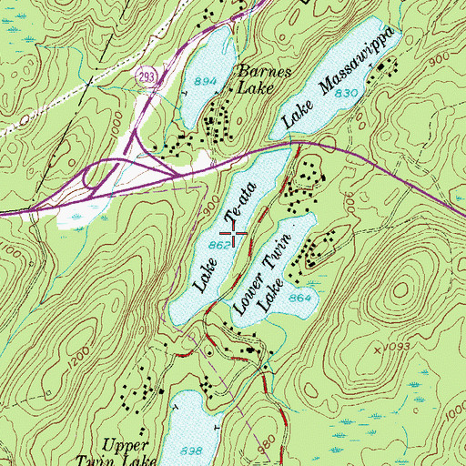 Topographic Map of Lake Te-Ata, NY