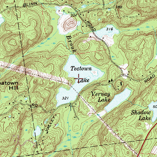Topographic Map of Teatown Lake, NY