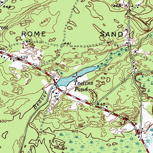 Topographic Map of Teelins Pond, NY