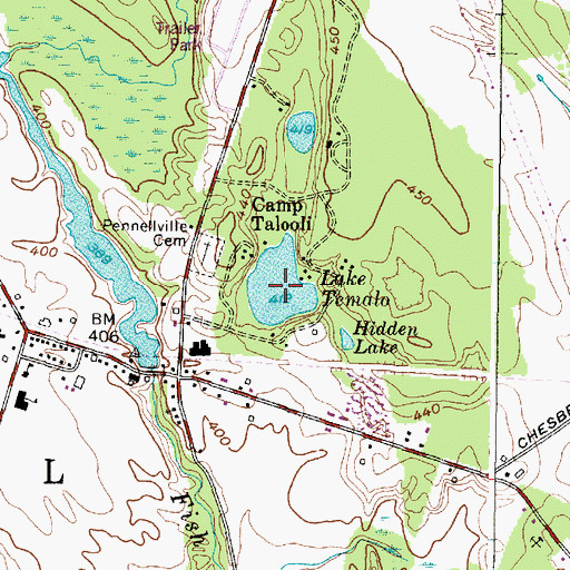 Topographic Map of Lake Temalo, NY