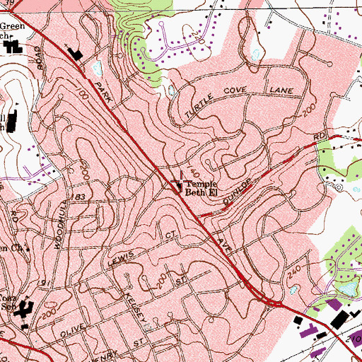 Topographic Map of Temple Beth El, NY