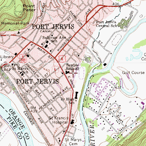 Topographic Map of Temple Beth-El, NY
