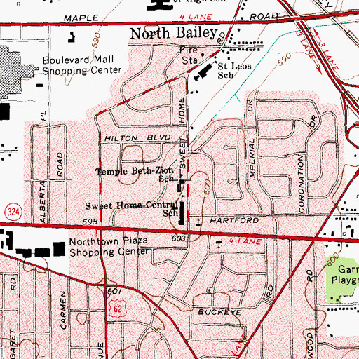Topographic Map of Temple Beth-zion School, NY