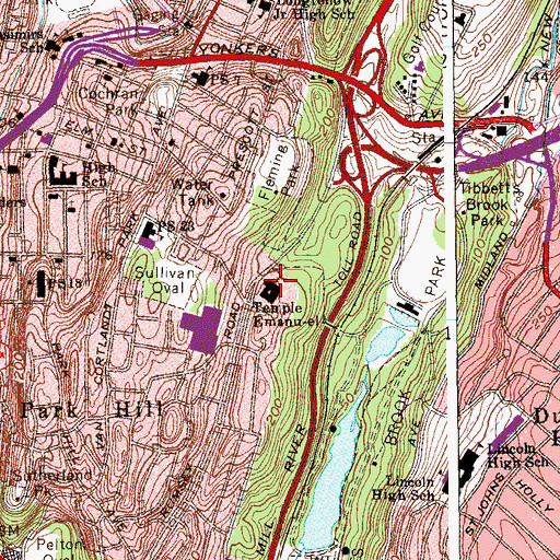 Topographic Map of Temple Emanu-el, NY