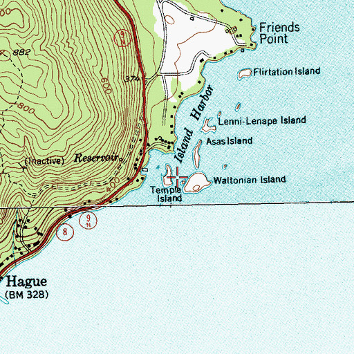 Topographic Map of Temple Island, NY