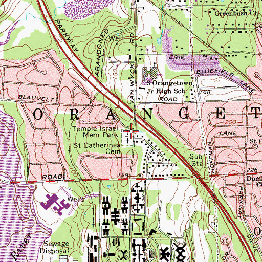Topographic Map of Temple Israel Memorial Park, NY