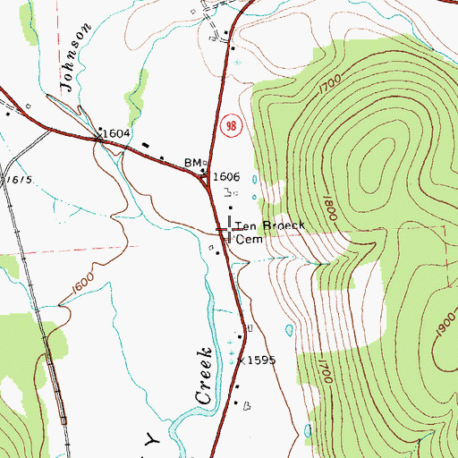 Topographic Map of Ten Broeck Cemetery, NY