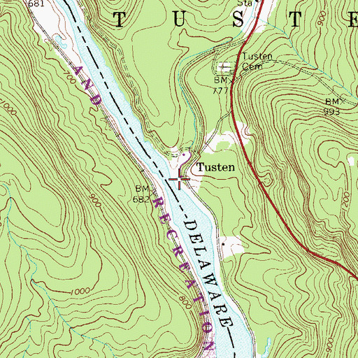 Topographic Map of Tenmile River, NY