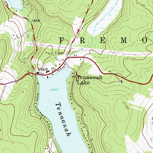 Topographic Map of Tennanah Lake, NY