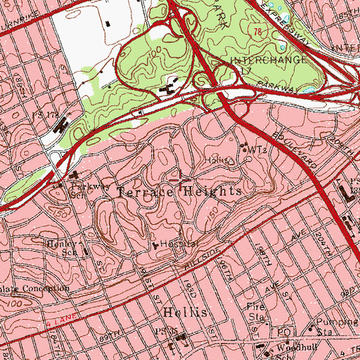 Topographic Map of Terrace Heights, NY