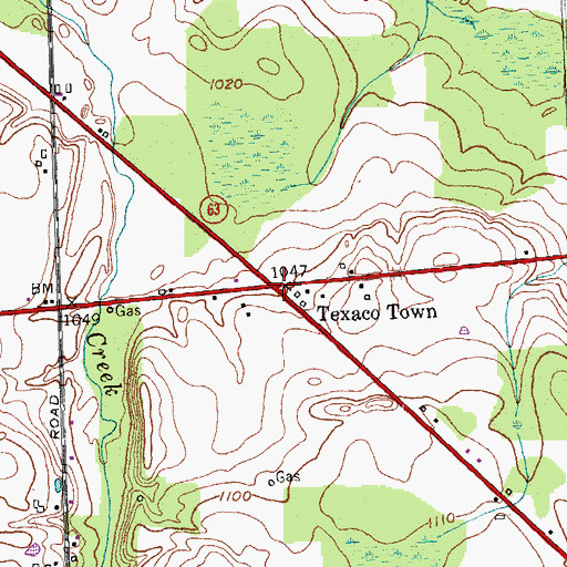 Topographic Map of Texaco Town, NY