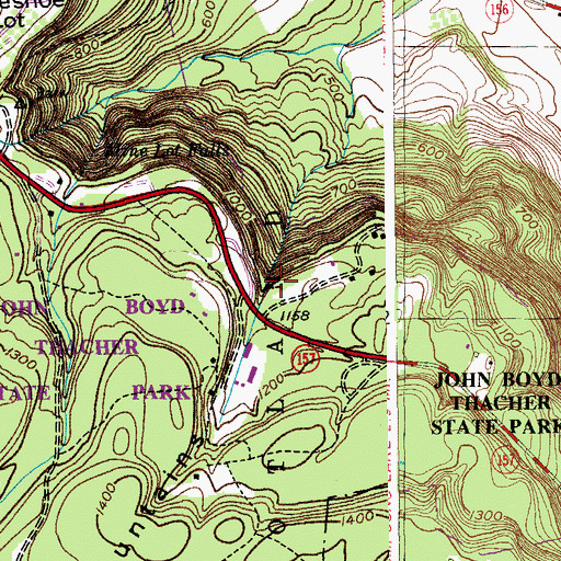 Topographic Map of Thacher State Park, NY