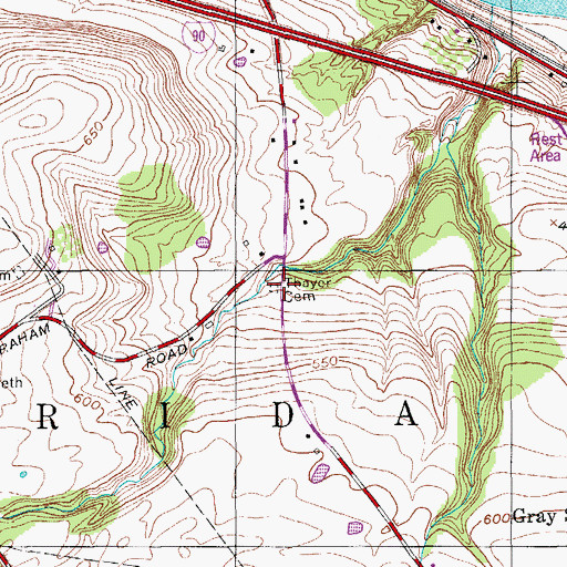 Topographic Map of Thayer Cemetery, NY