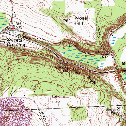 Topographic Map of The Alps, NY
