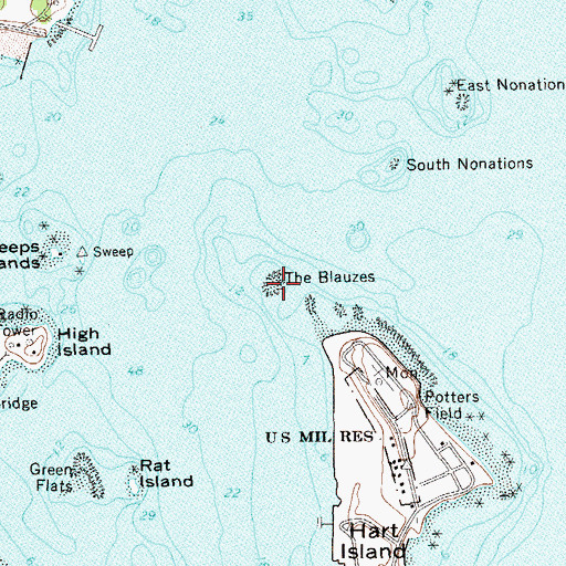 Topographic Map of The Bluzes, NY