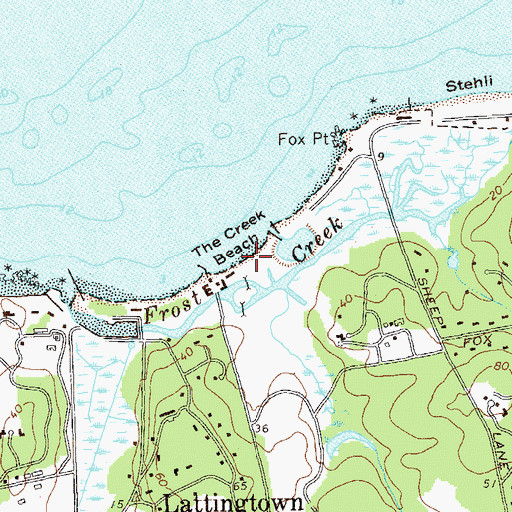 Topographic Map of The Creek Beach, NY