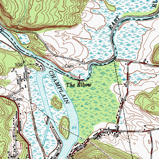 Topographic Map of The Elbow, NY