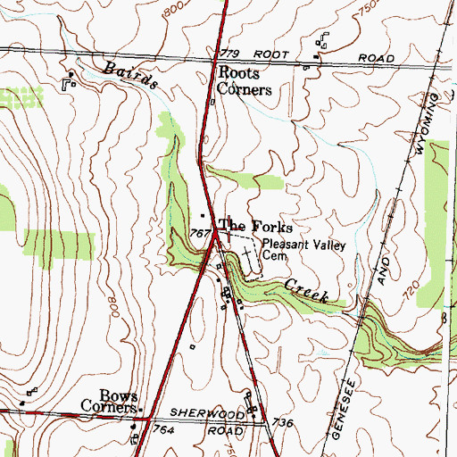 Topographic Map of The Forks, NY