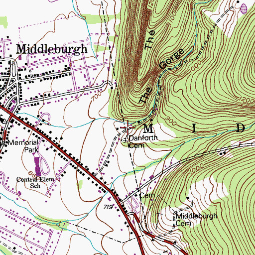 Topographic Map of The Gorge, NY