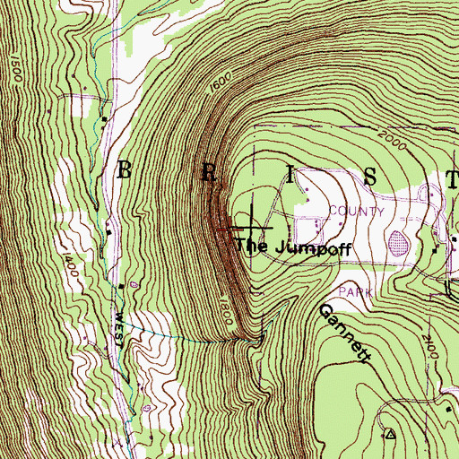 Topographic Map of The Jumpoff, NY