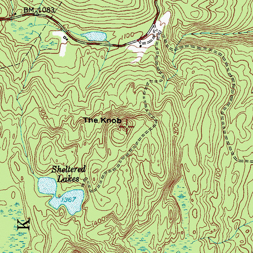 Topographic Map of The Knob, NY