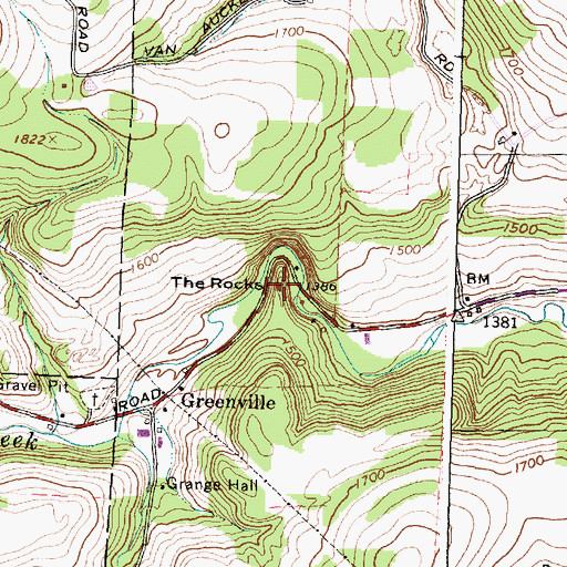 Topographic Map of The Rocks, NY