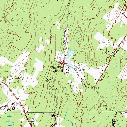 Topographic Map of The Vly Chapel, NY