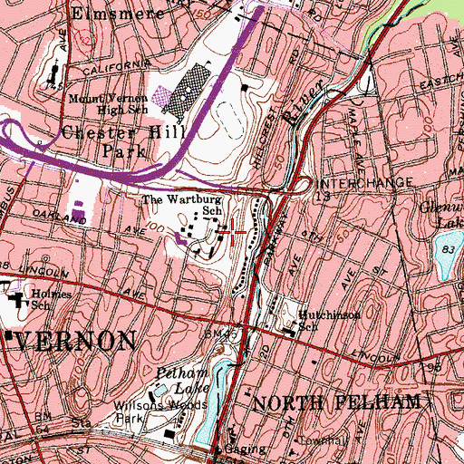 Topographic Map of The Wartburg School, NY
