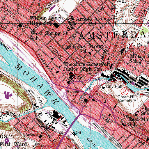 Topographic Map of Theodore Roosevelt Junior High School, NY