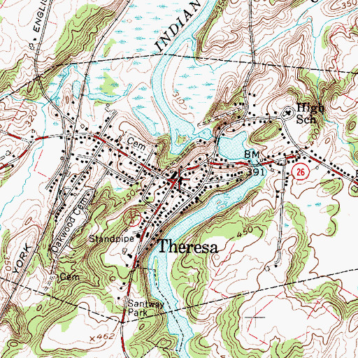 Topographic Map of Theresa, NY