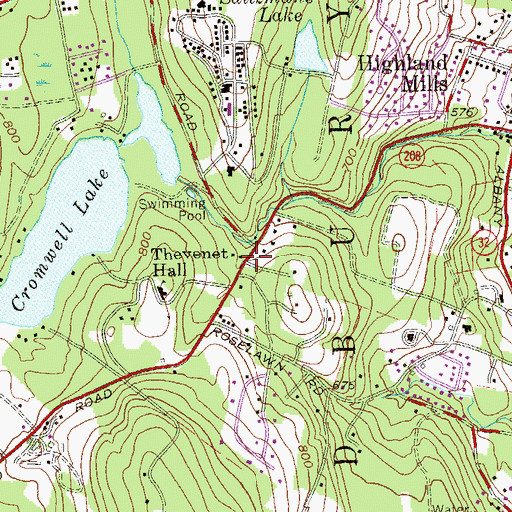 Topographic Map of Thevenet Hall, NY