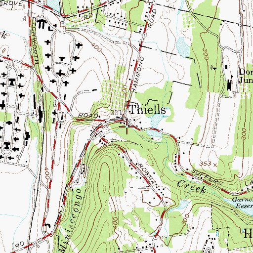 Topographic Map of Thiells, NY