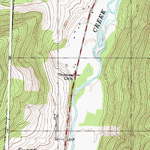 Topographic Map of Thomas Cemetery, NY
