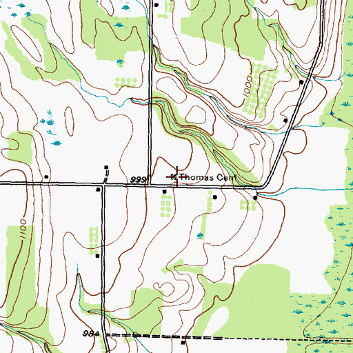 Topographic Map of Thomas Cemetery, NY