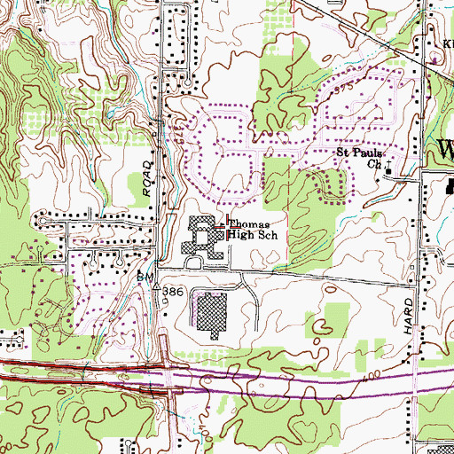 Topographic Map of Thomas High School, NY
