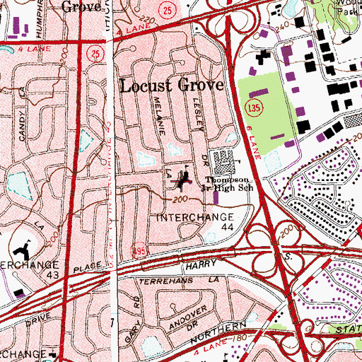 Topographic Map of H B Thompson Middle School, NY