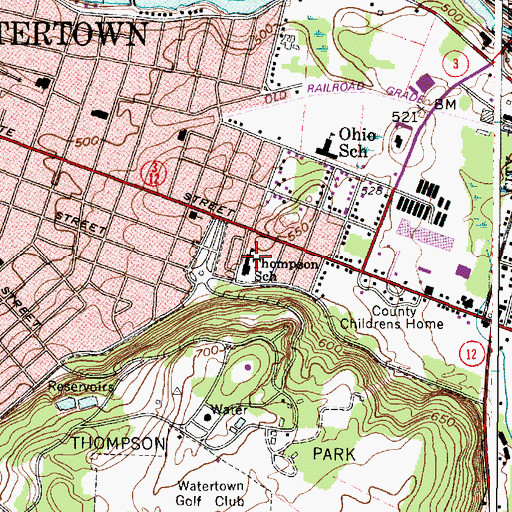 Topographic Map of Thompson School, NY