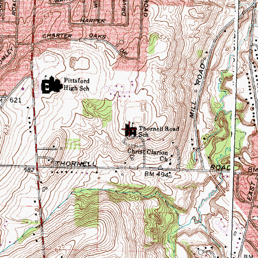 Topographic Map of Thornell Road School, NY