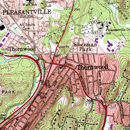 Topographic Map of Thornwood, NY