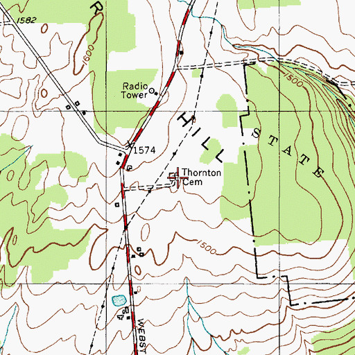 Topographic Map of Thornton Cemetery, NY