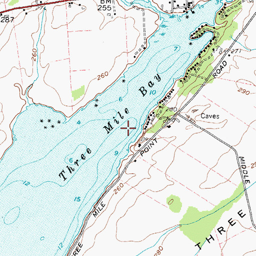 Topographic Map of Three Mile Bay, NY