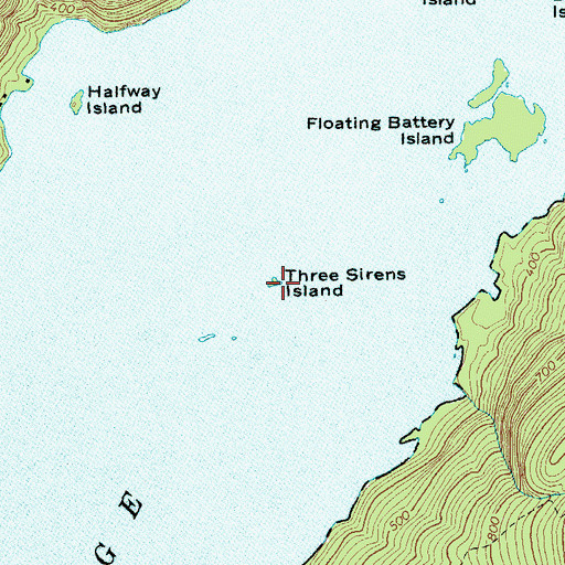 Topographic Map of Three Sirens Island, NY