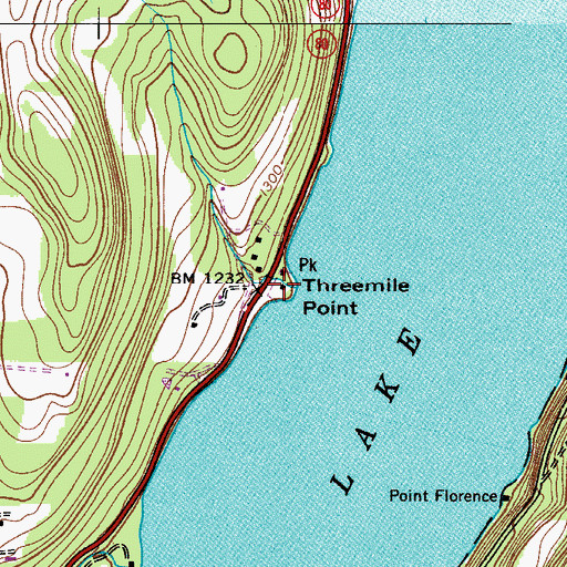 Topographic Map of Threemile Point, NY